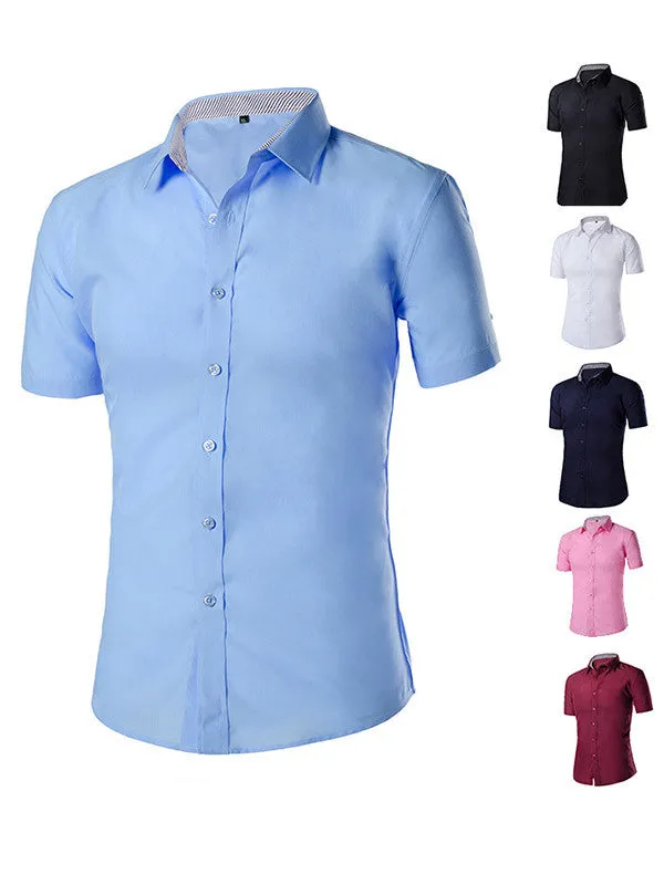 Men's Solid Color Short Sleeved Shirt