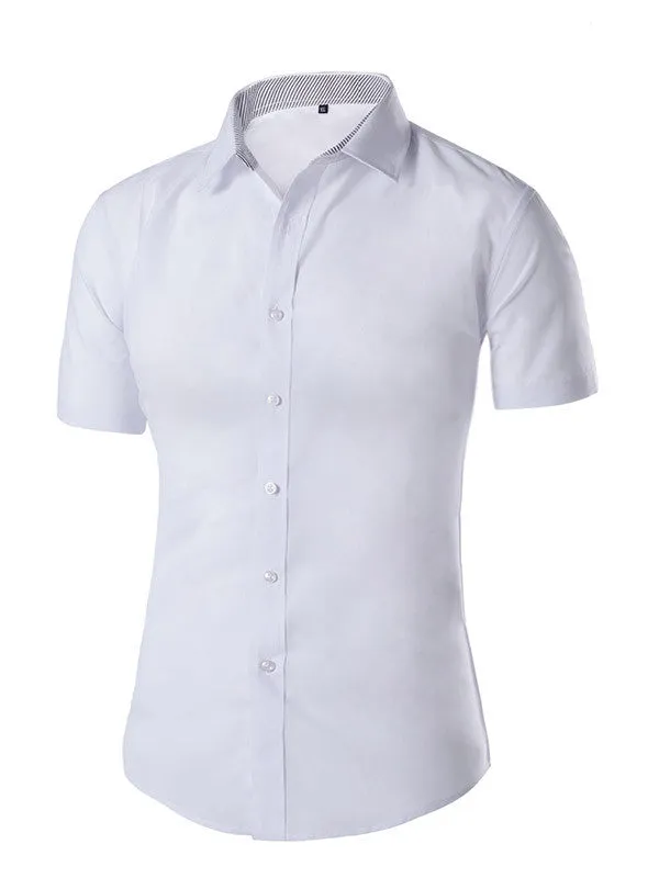 Men's Solid Color Short Sleeved Shirt