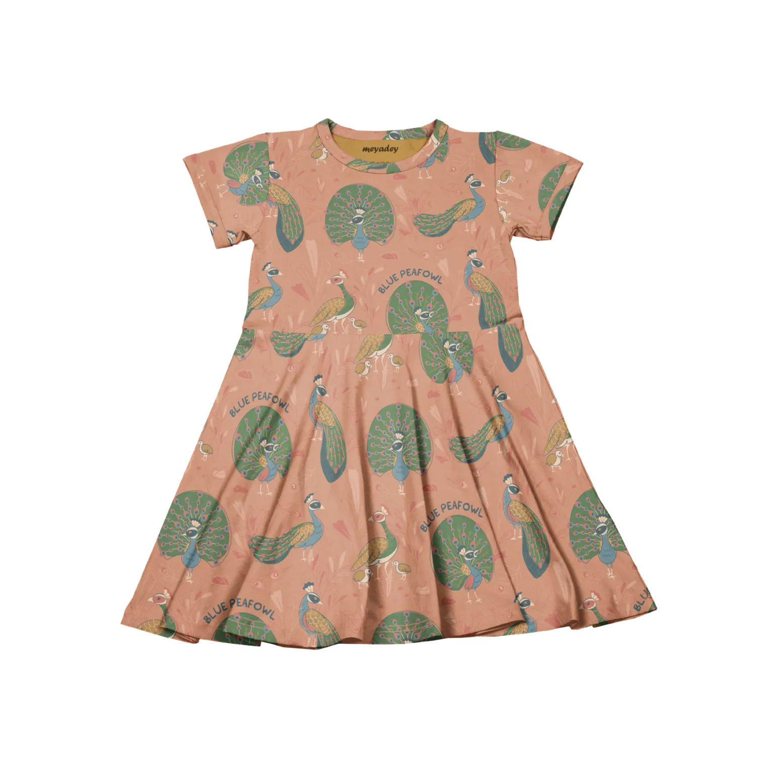 Meyadey Peafowl Parade Short Sleeved Circle Dress