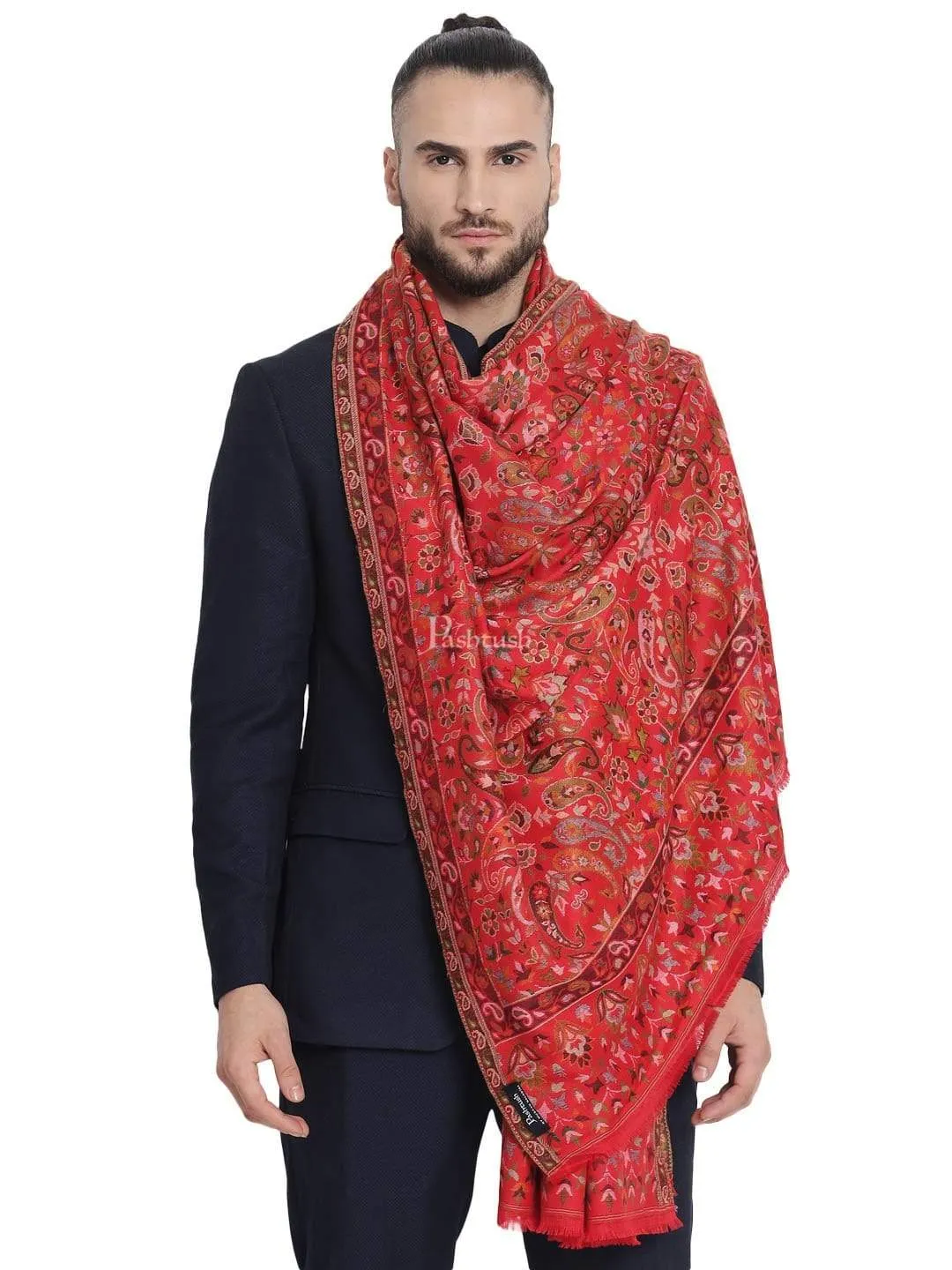 Pashtush Mens Ethnic Stole, Faux Pashmina, Soft And Warm, Multi Coloured