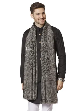 Pashtush Mens Fine Wool Luxury Stole, Soft And Warm, Black And Grey