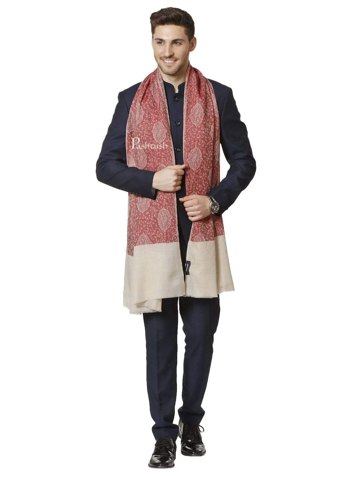 Pashtush Mens Fine Wool Luxury Stole, Soft And Warm