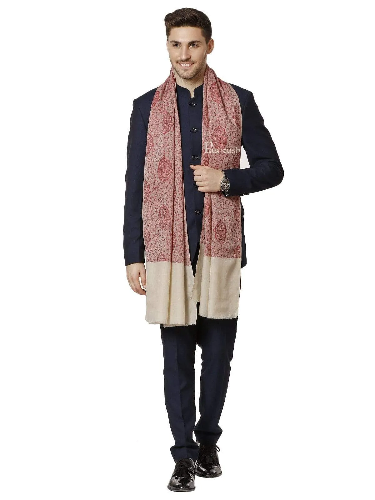 Pashtush Mens Fine Wool Luxury Stole, Soft And Warm