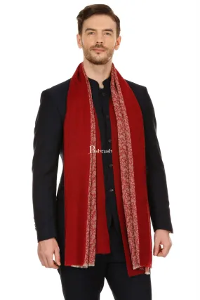 Pashtush Mens Fine Wool Reversible Muffler, Soft And Warm - Crimson