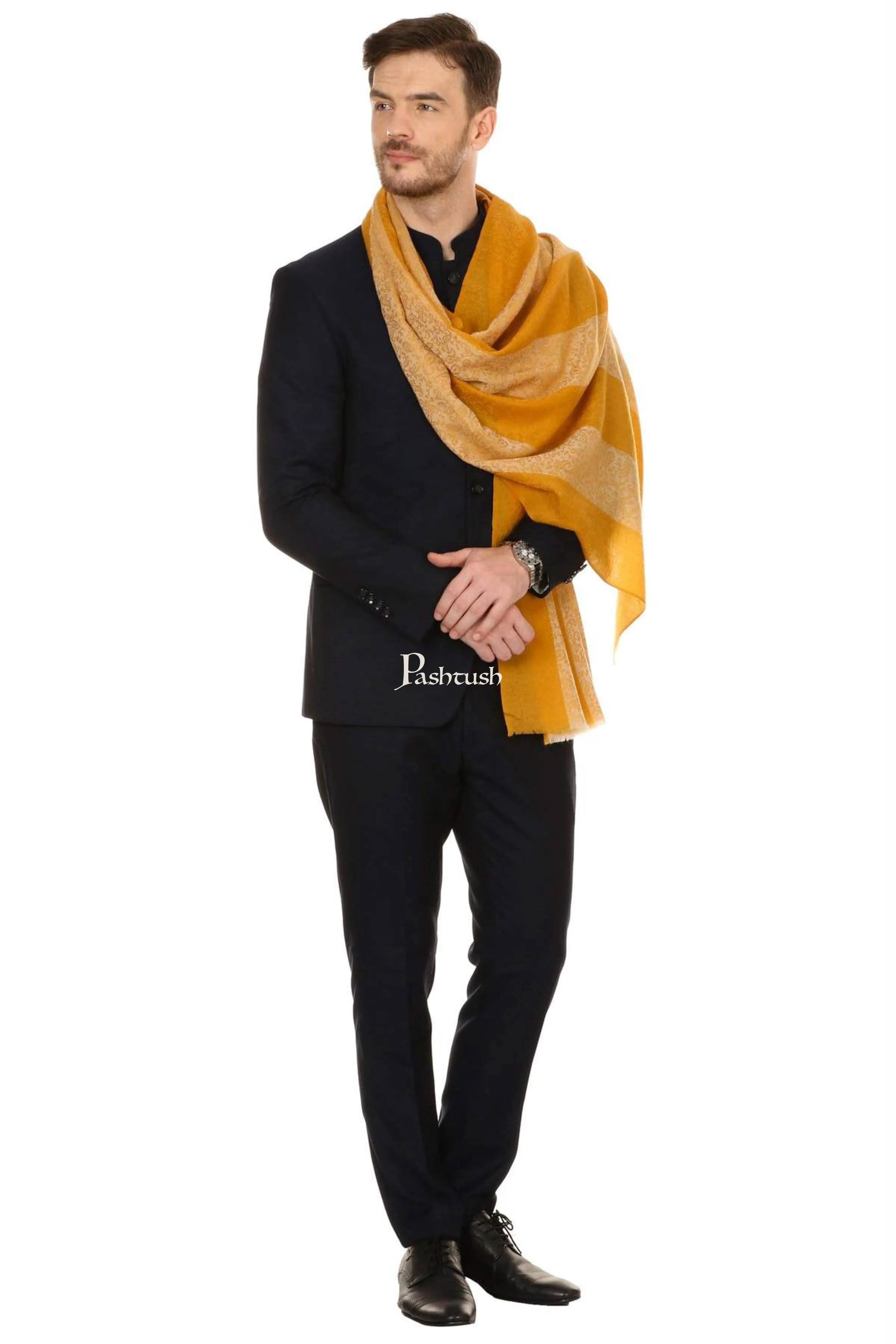 Pashtush Mens Fine Wool Reversible Muffler, Soft And Warm - Tuscan Sun