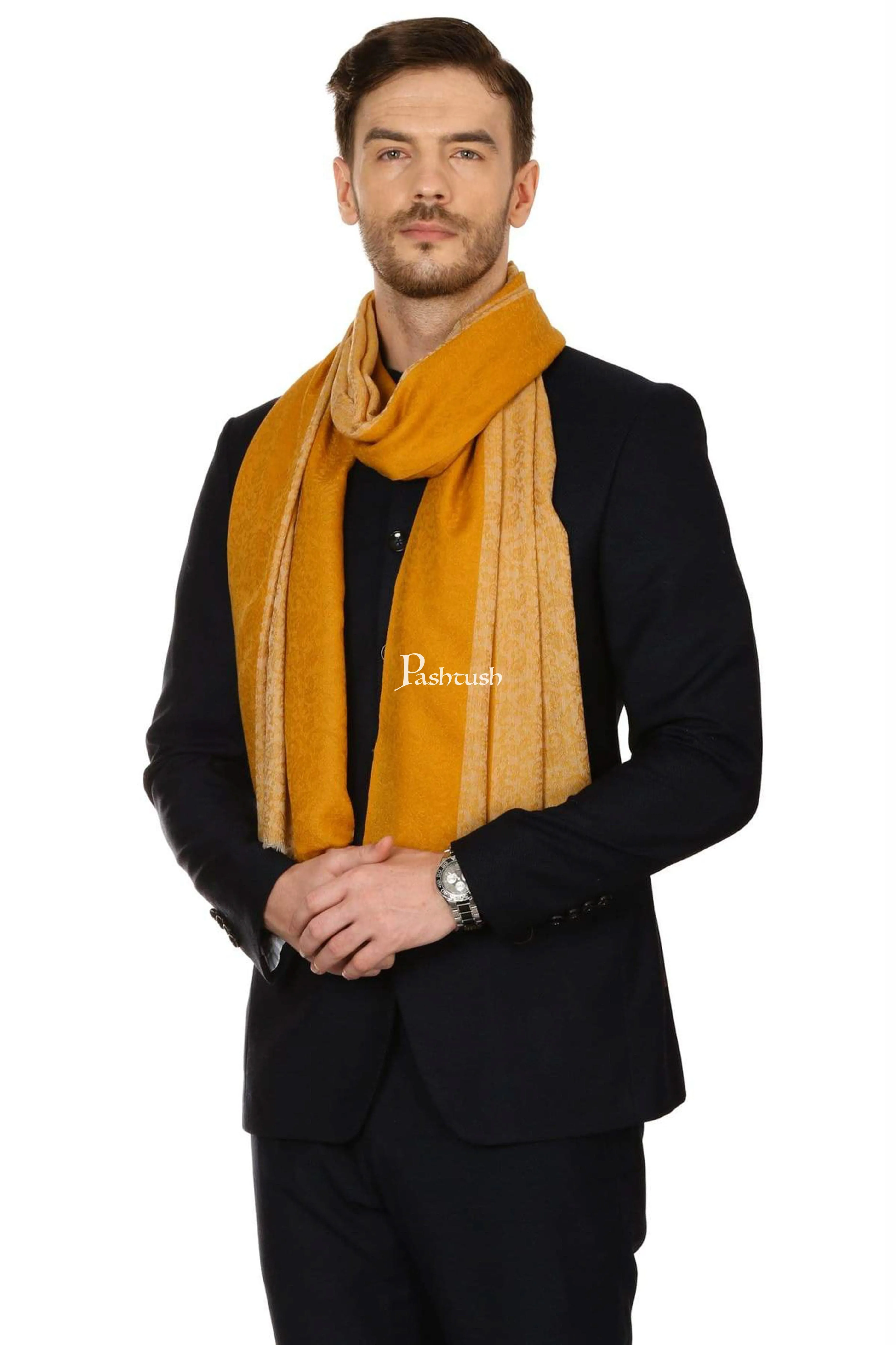 Pashtush Mens Fine Wool Reversible Muffler, Soft And Warm - Tuscan Sun