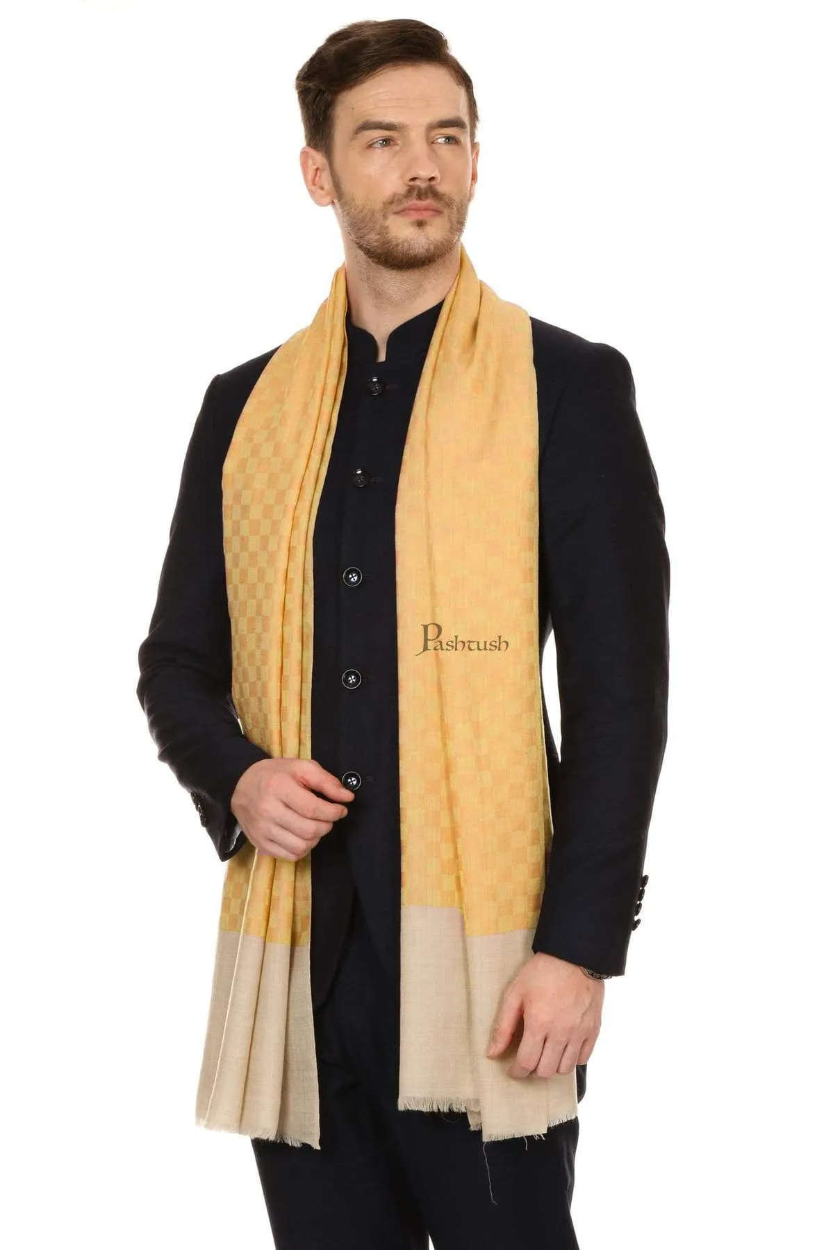 Pashtush Mens Fine Wool Reversible Muffler, Soft And Warm