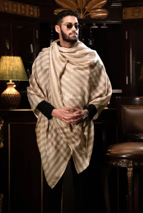 Pashtush Mens Fine Wool Shawl, Checks, Extra Soft And Warm, Beige