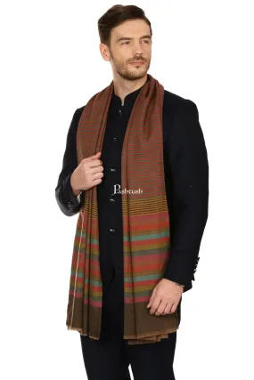 Pashtush Mens Fine Wool Striped Muffler, Soft And Warm Stole Scarf