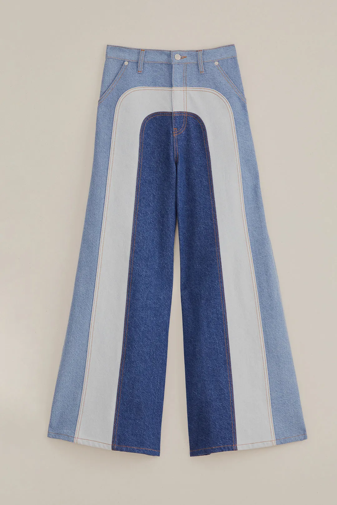 Patchwork Denim Wide Pants