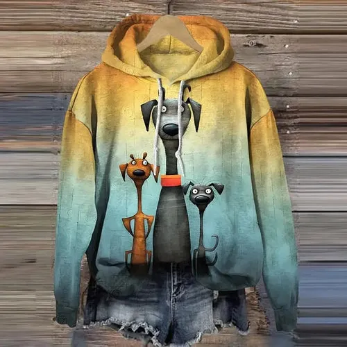 Puppy Graphic Sweatshirt Hoodies For Women