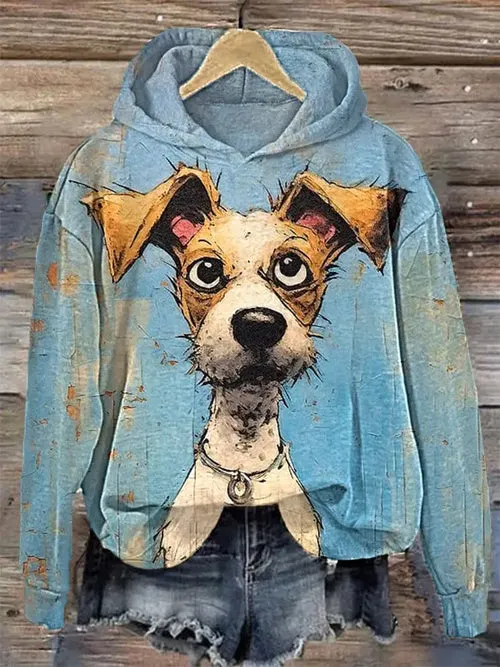 Puppy Graphic Sweatshirt Hoodies For Women