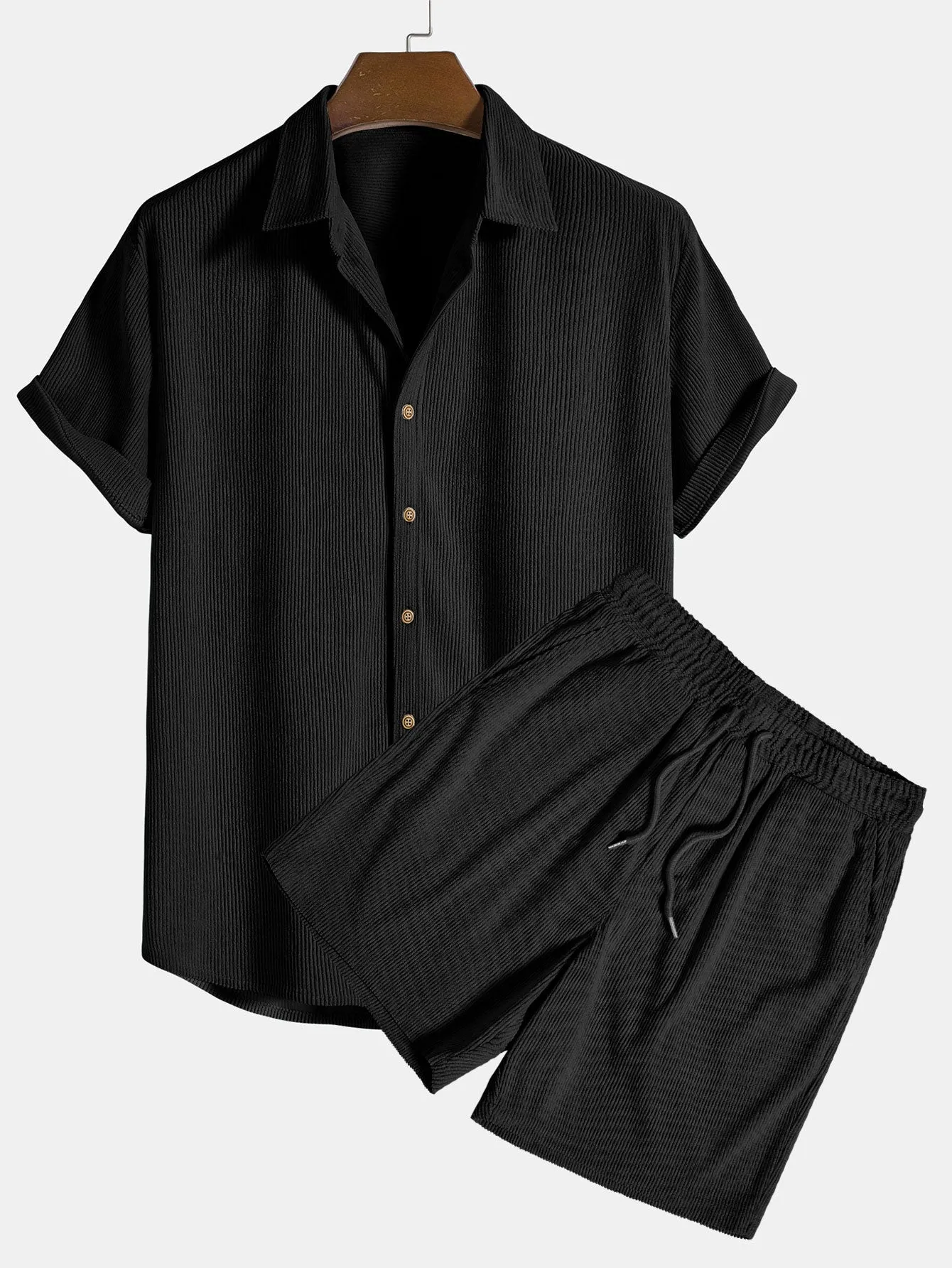 RAUL SHORT-SLEEVED CORDUROY BUTTON UP SHIRT & SHORTS