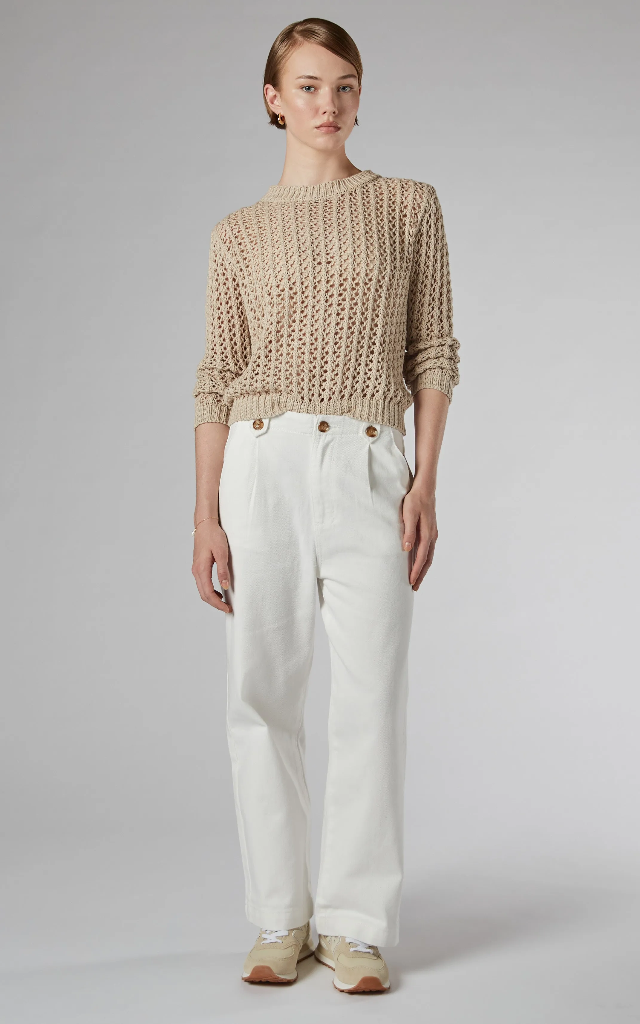 Reina Ivory Boyfriend Twill Pants