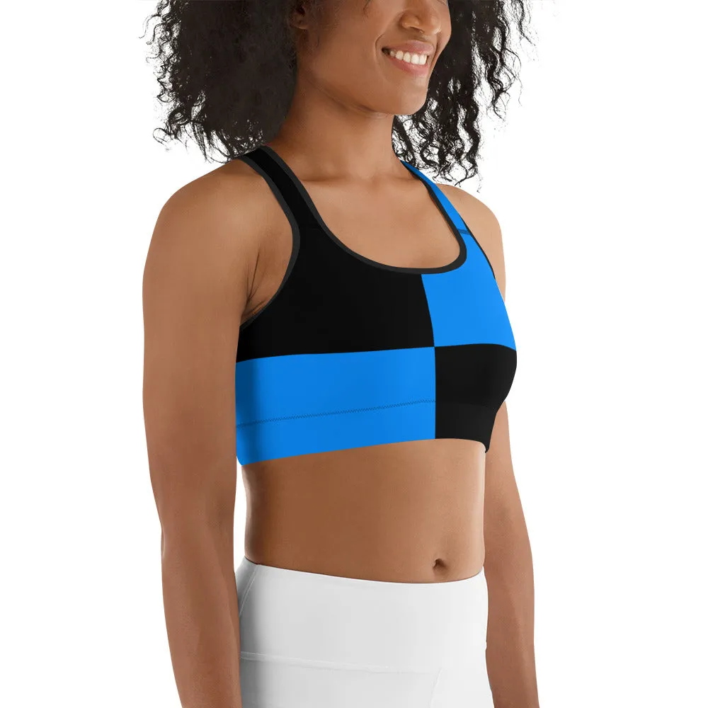 Sports Bra Blue and Black Checker