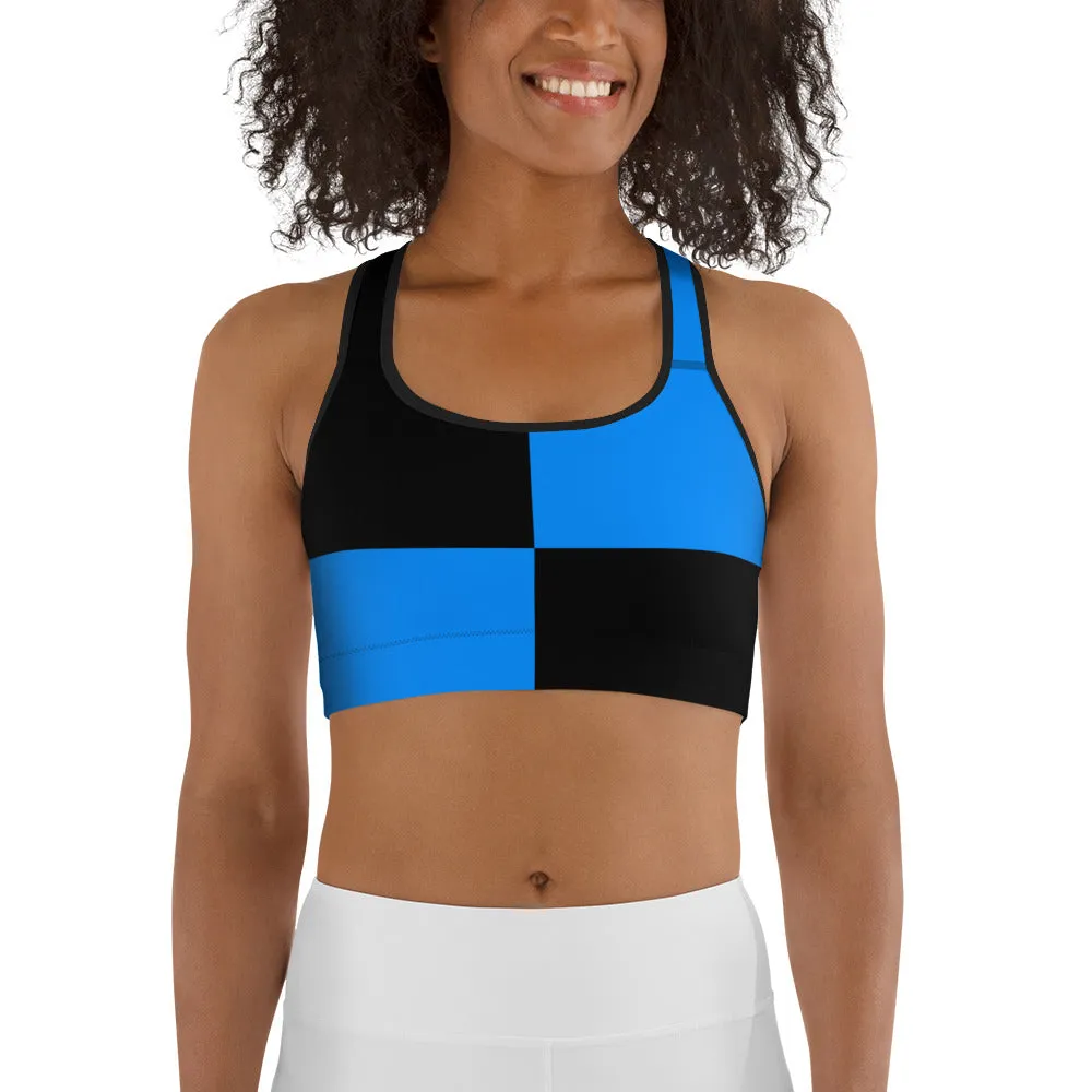 Sports Bra Blue and Black Checker