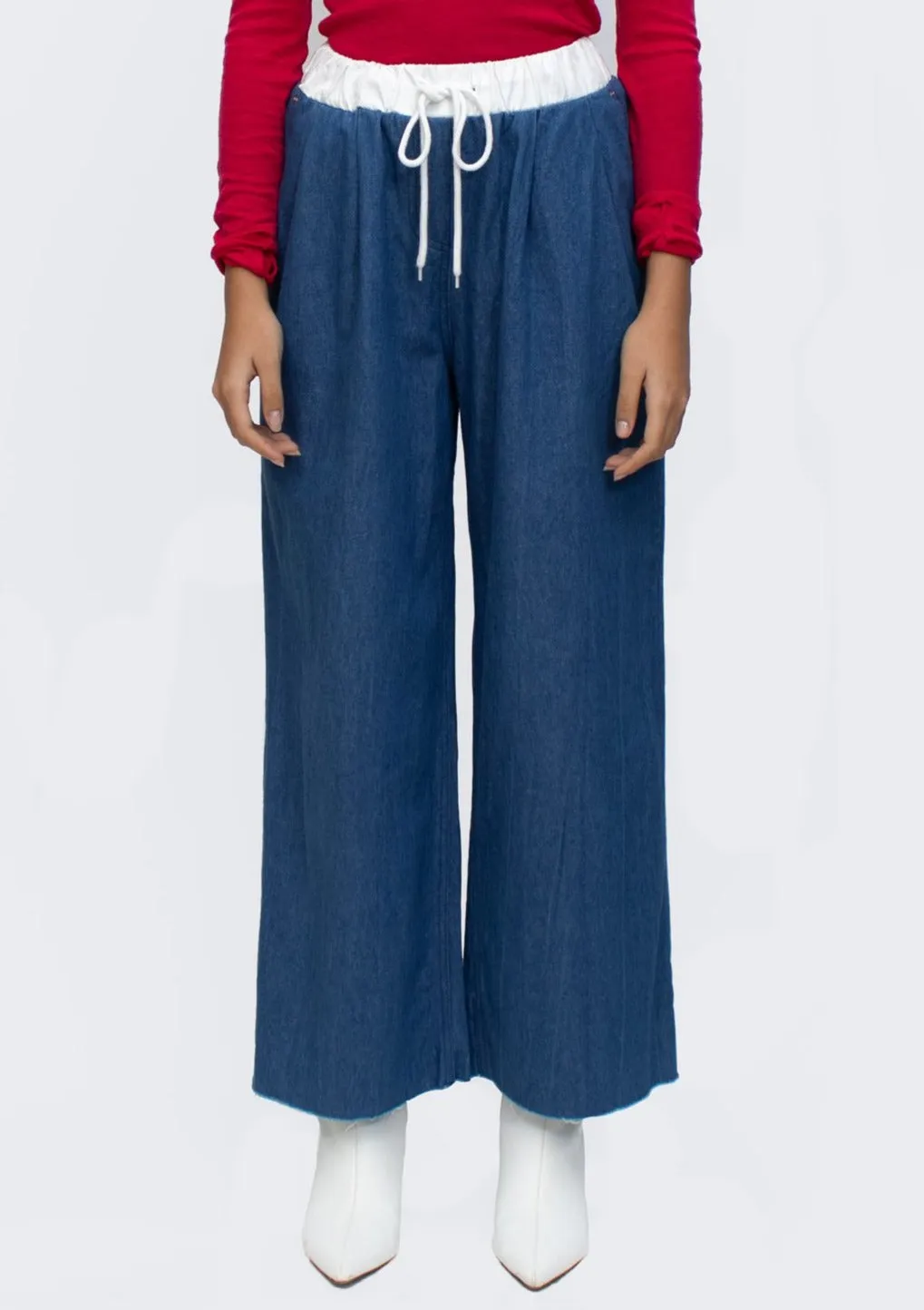 String Band Denim Pants