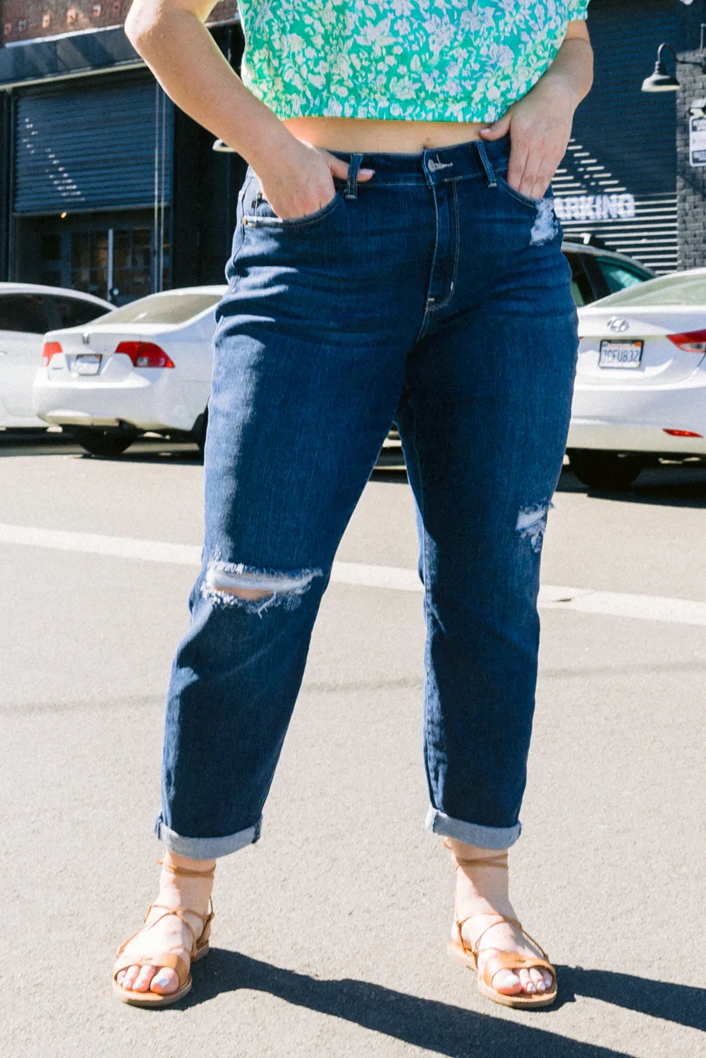 Tasha Minimal Ripped Boyfriend Jeans - PLUS