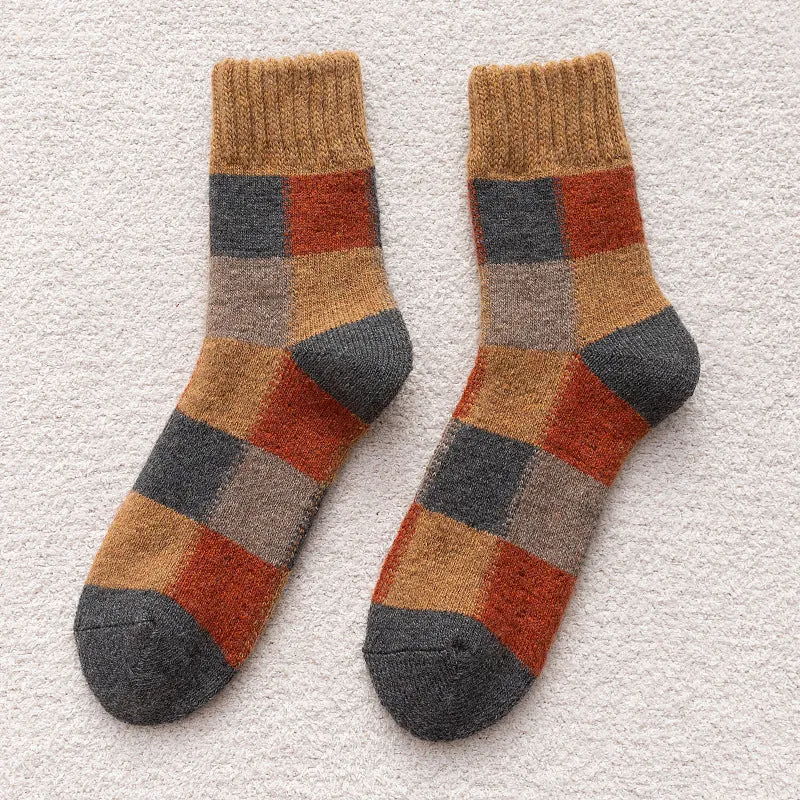 Thickened Fleece-Lined Warm Retro Extra Thick Plaid Tube Socks