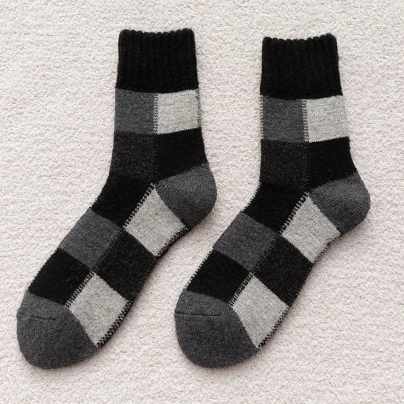 Thickened Fleece-Lined Warm Retro Extra Thick Plaid Tube Socks