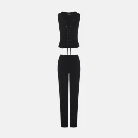 Trapstar Women's Irongate Lace Up Vest And Joggers Set - Black