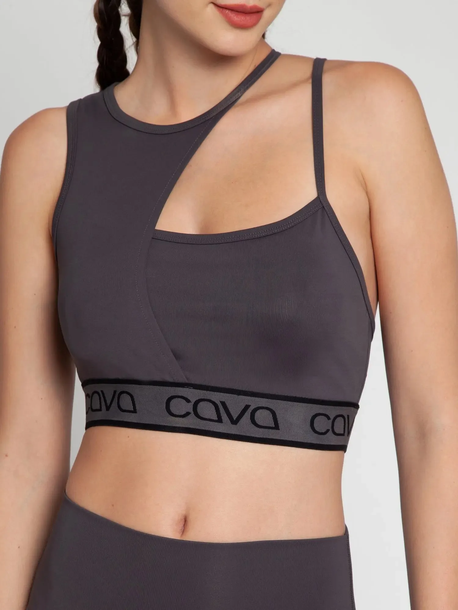 Twilight Grey Asymmetrical Sports Bra