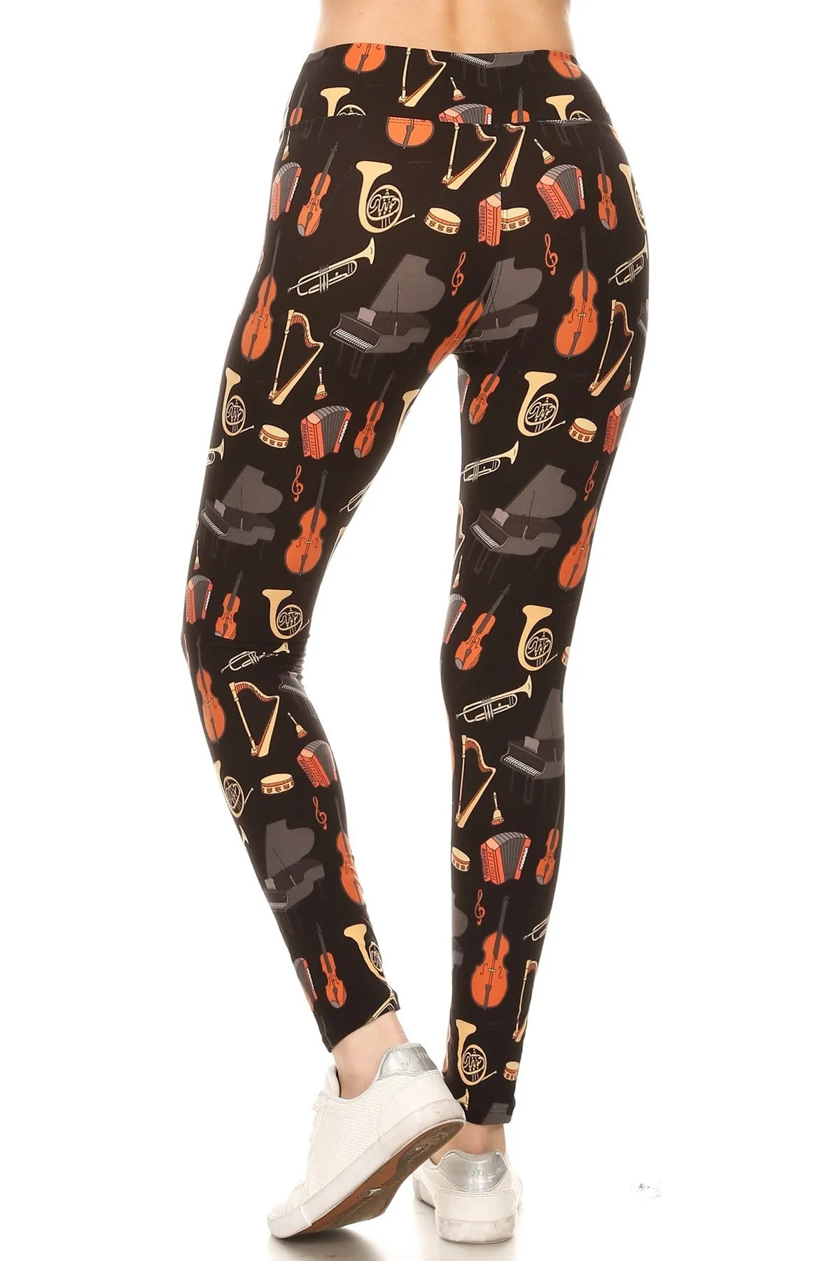 Women Regular High Waist Musical Instruments Printed Yoga Pants Leggings