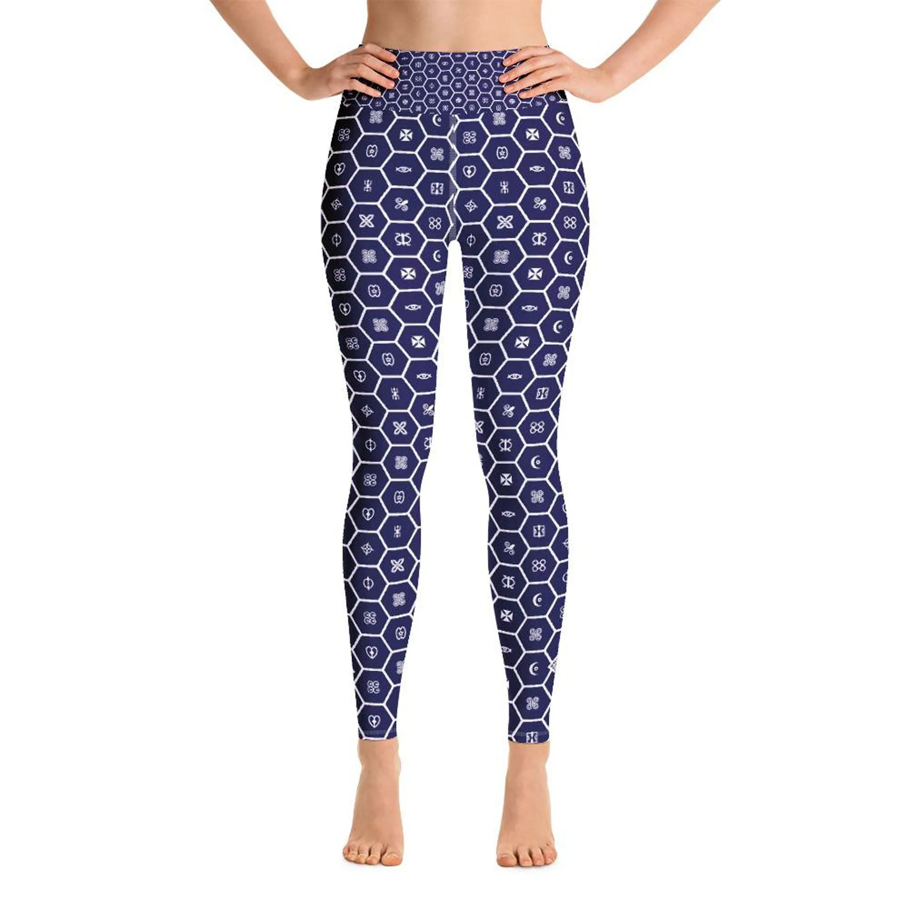 Women's African Print Adinkra High Waist Yoga Pants Workout Leggings For Jiu Jitsu 001