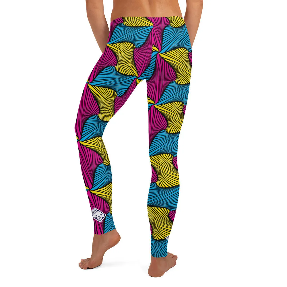 Women's Ankara Wax Print Yoga Pants Workout Leggings For Jiu Jitsu 001