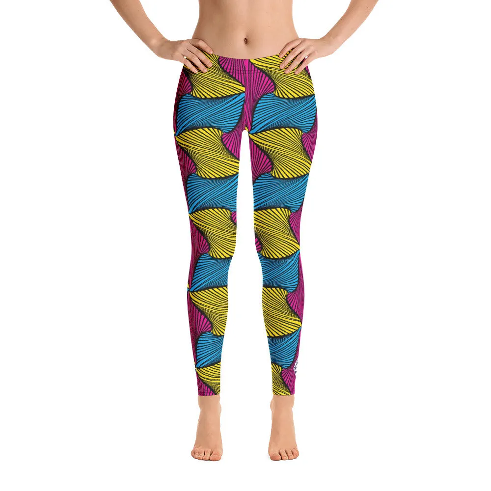 Women's Ankara Wax Print Yoga Pants Workout Leggings For Jiu Jitsu 001