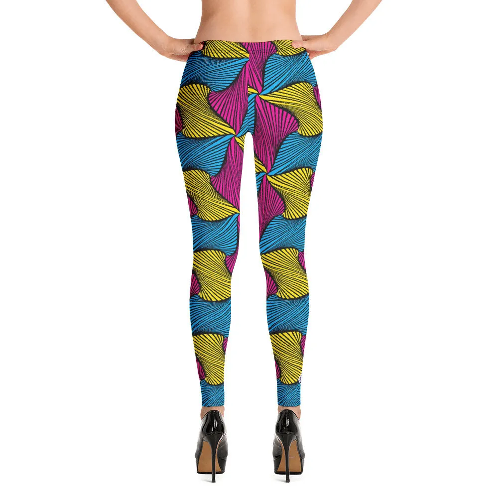 Women's Ankara Wax Print Yoga Pants Workout Leggings For Jiu Jitsu 001