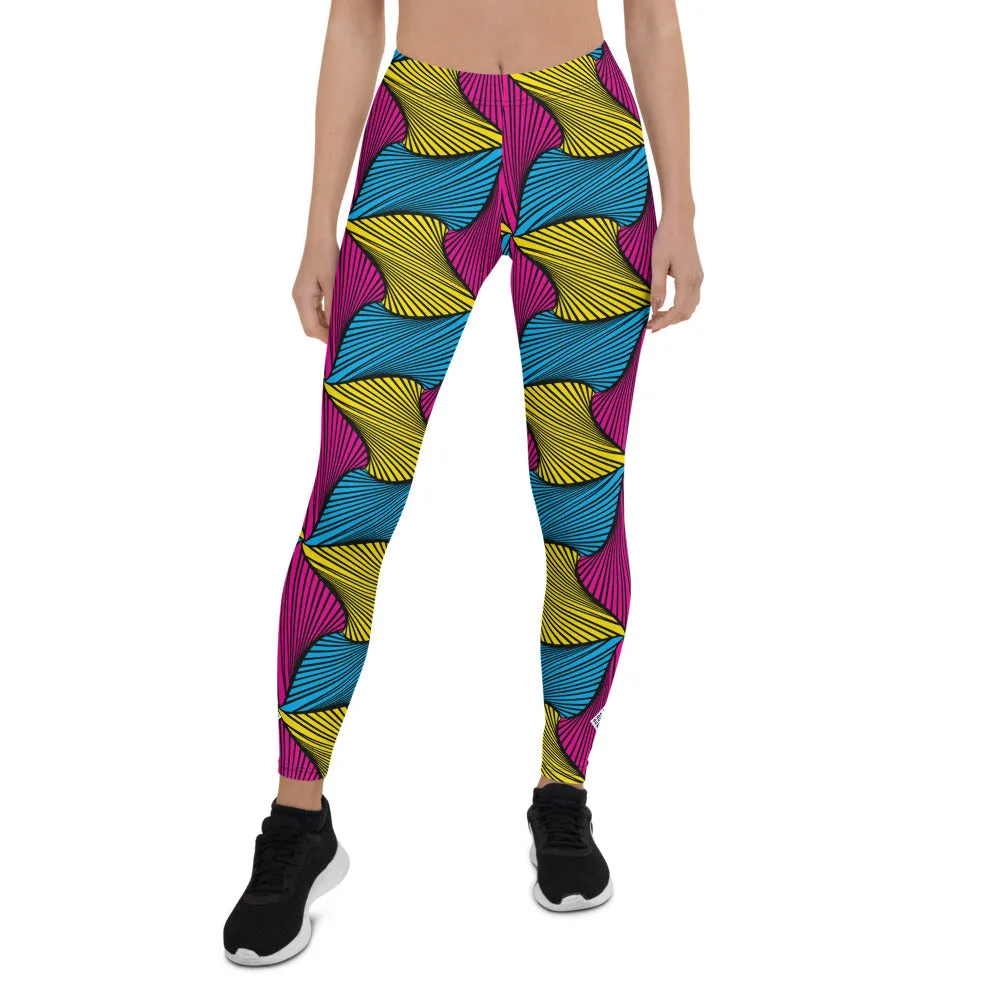 Women's Ankara Wax Print Yoga Pants Workout Leggings For Jiu Jitsu 001