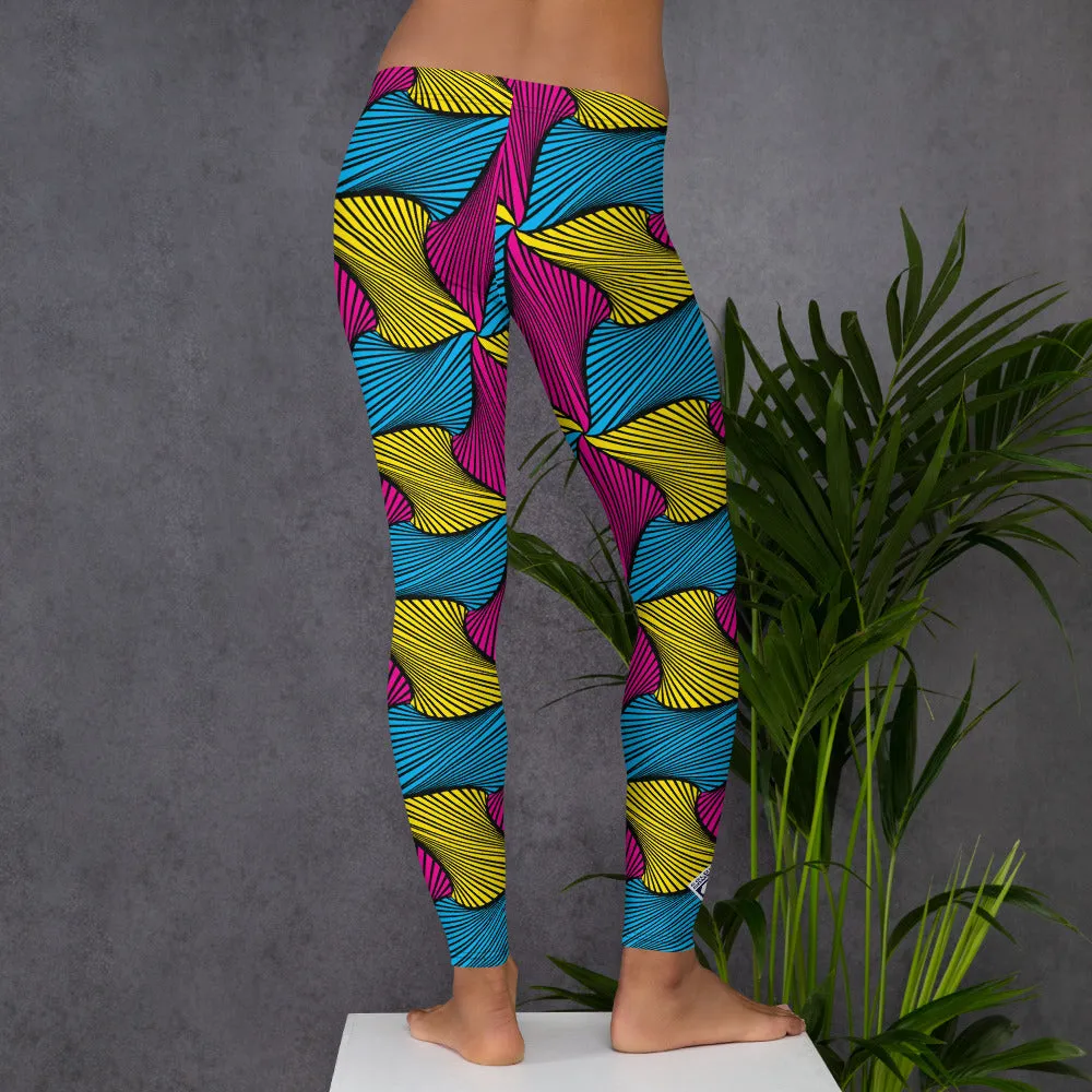 Women's Ankara Wax Print Yoga Pants Workout Leggings For Jiu Jitsu 001