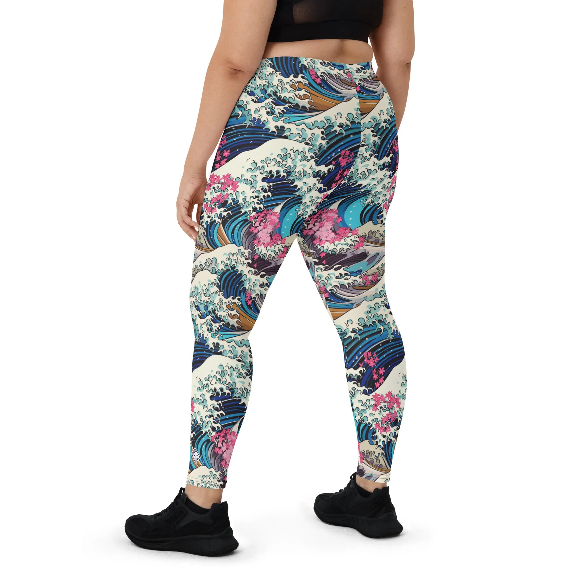 Women's Yoga Pants Workout Leggings - The Great Wave Off Kanagawa 001