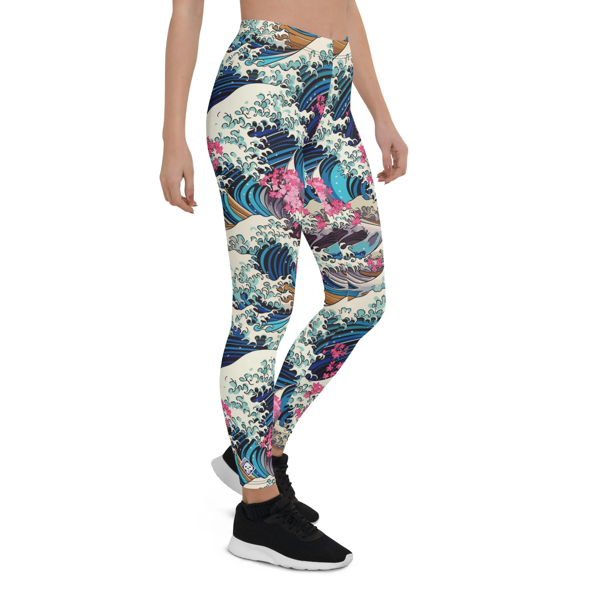 Women's Yoga Pants Workout Leggings - The Great Wave Off Kanagawa 001